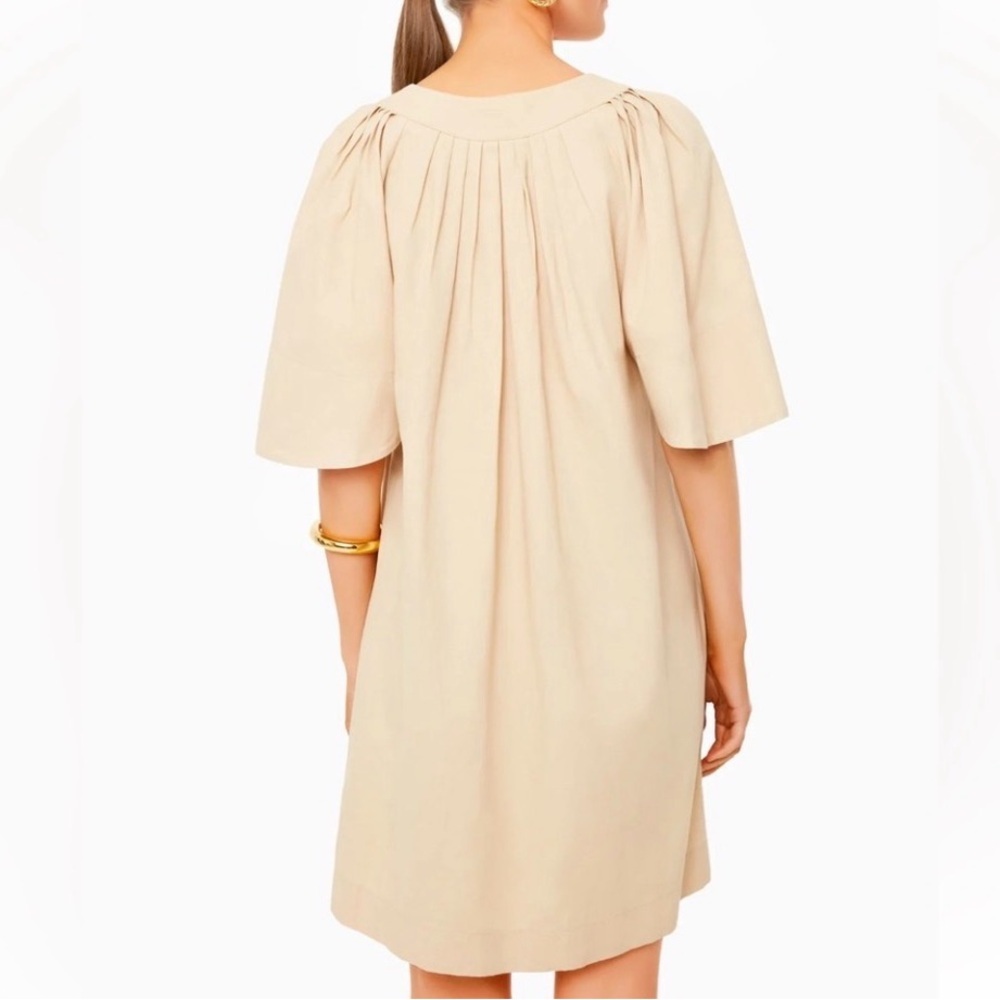 Pomander Place Tuckernuck Mini Dress Khaki Finley Flutter Sleeve Sz M READ - Picture 2 of 14